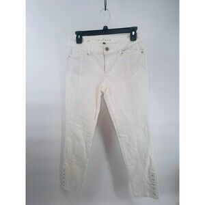 White House Black Market WHBM Skimmer Pants 4 White Ankle Stretch Slim Fit EUC